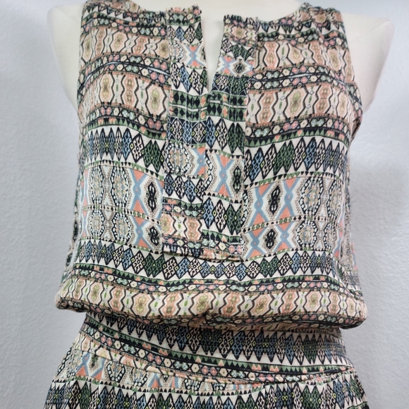 GYPSY 05 SILK SLEEVELESS TRIBAL PATTERN DRESSS - Picture 12 of 16